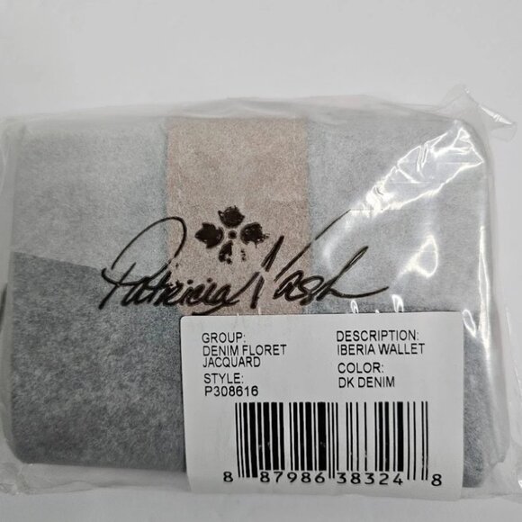 NWT PATRICIA NASH Iberia Bi-Fold Wallet BLUE DENIM FLORET  & TAN LEATHER w RFID - Picture 5 of 6